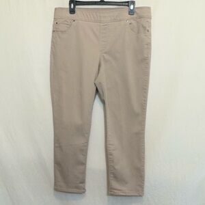 B-7 Kim‎ Rogers Cream Pull on Straight Leg Khaki Pants Size 14P Short
